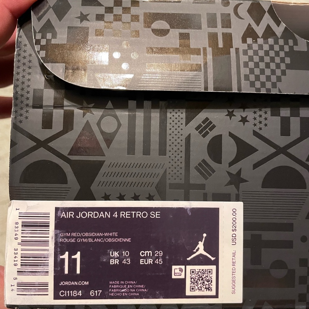 Nike Air Jordan 4 Retro SE - Gym Red/Obsidian/White - New In The Box